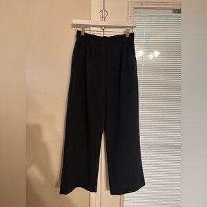 Abercrombie & Fitch Black Cropped Wide-Leg Trousers